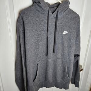 Nike Sportswear Club Fleece Pullover Hoodie in Dark Grey Heather SZ LG